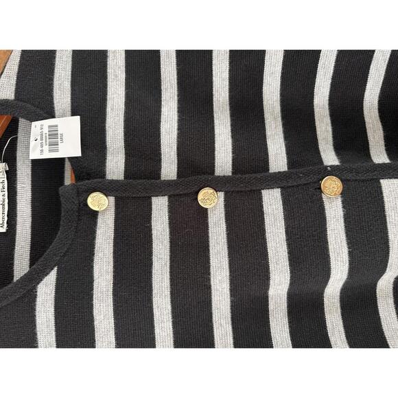 NWT Abercrombie & Fitch LuxeLoft Crew Sweater Jacket Black & Gold Women’s Large - Picture 6 of 11